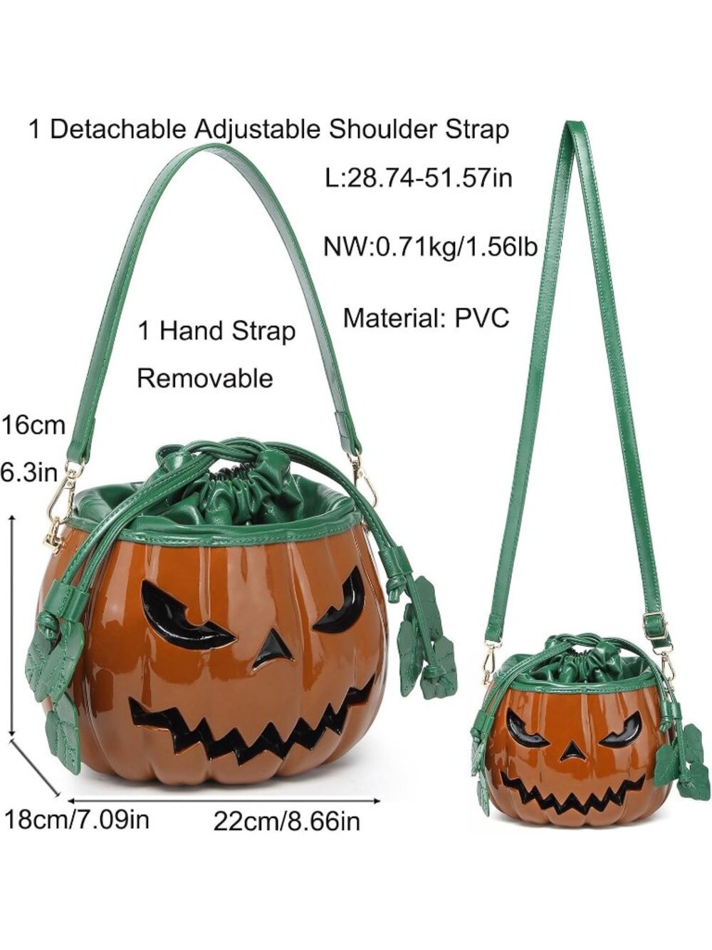 🎃Women's Orange Halloween Weird Handbag Shoulder Pumpkin Purse Crossbody Bag - Picture 2 of 6